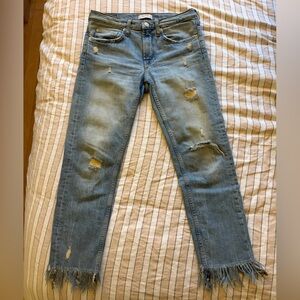 Zara light wash destroyed jeans with embroidered detail - size 2